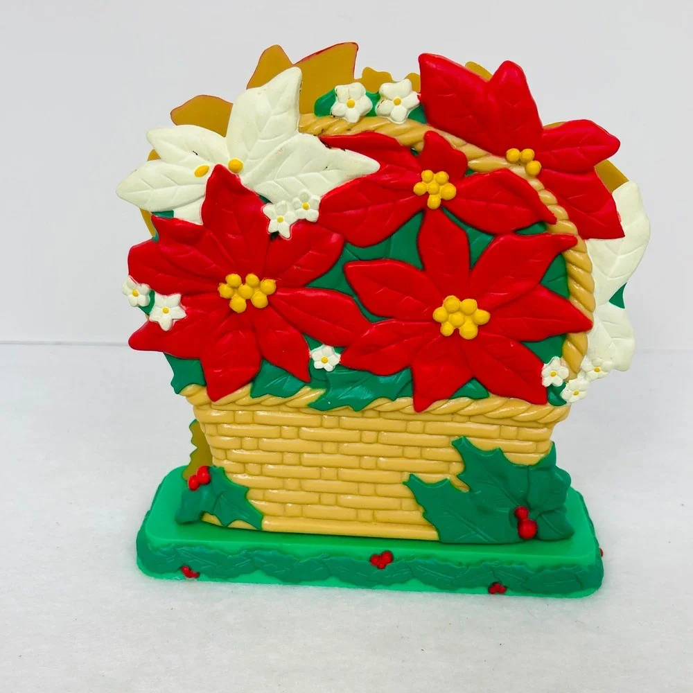 Unbranded Napkin Holder Unisex OS Poinsettia Basket Red Green Christmas Good